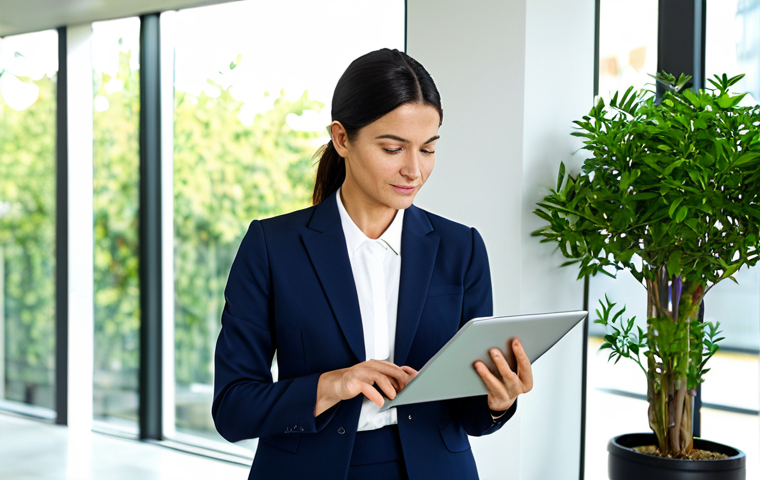 CPA와 ESG 감사 업무 - ESG-Conscious Businesswoman**

"A professional businesswoman in a modern office, reviewing ESG repor...