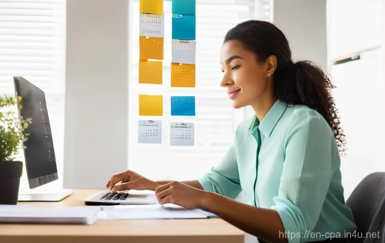 공인회계사 직무 스트레스 관리 - **"Reclaiming Your Time: Mastering Work-Life Boundaries"**
    A diverse female accountant in her ea...