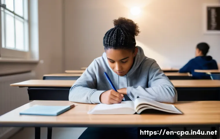 공인회계사 시험을 위한 동기 부여 - **Prompt:** A determined young adult, appearing focused and resilient, sits at a well-lit study desk...