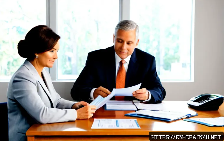 공인회계사와 비영리 감사 - Photorealistic nonprofit audit meeting in a bright community organization office, a certified public...